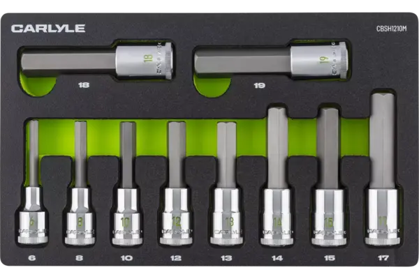 1/2 in. Drive Standard Depth Hex Bit Chrome Socket Sets - Metric