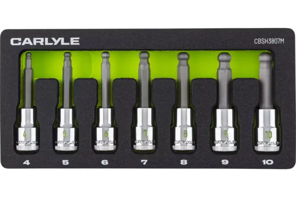 3/8 in. Drive Hex Ball Bit Chrome Socket Sets - Metric