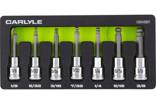 3/8 in. Drive Hex Ball Bit Chrome Socket Sets - SAE