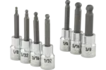 3/8 in. Drive Hex Ball Bit Chrome Socket Sets - SAE
