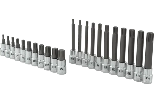 3/8 in. Drive Mixed Depth Ribe Power Bit Chrome Socket Sets - Metric