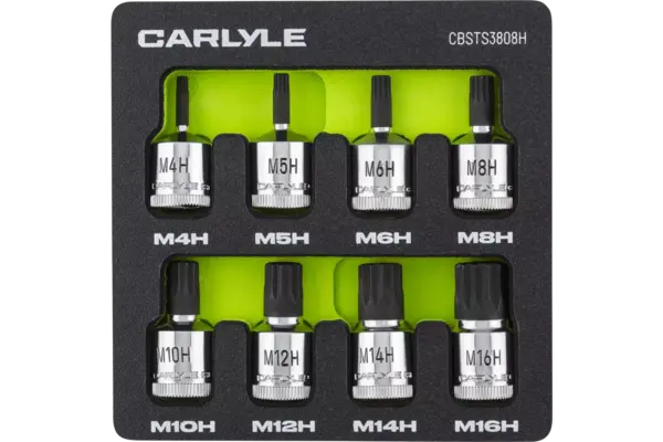 3/8 in. Drive Standard Depth Triple Square Bit Chrome Socket Sets - Metric