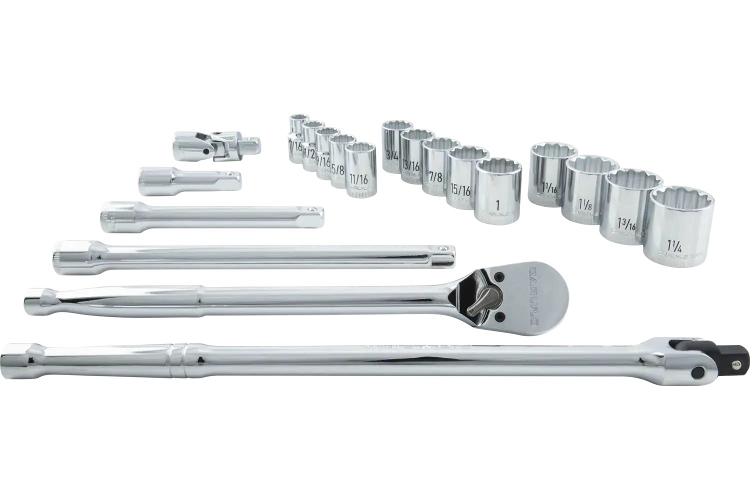 1/2 in. Drive Standard Depth Chrome Socket Sets - SAE