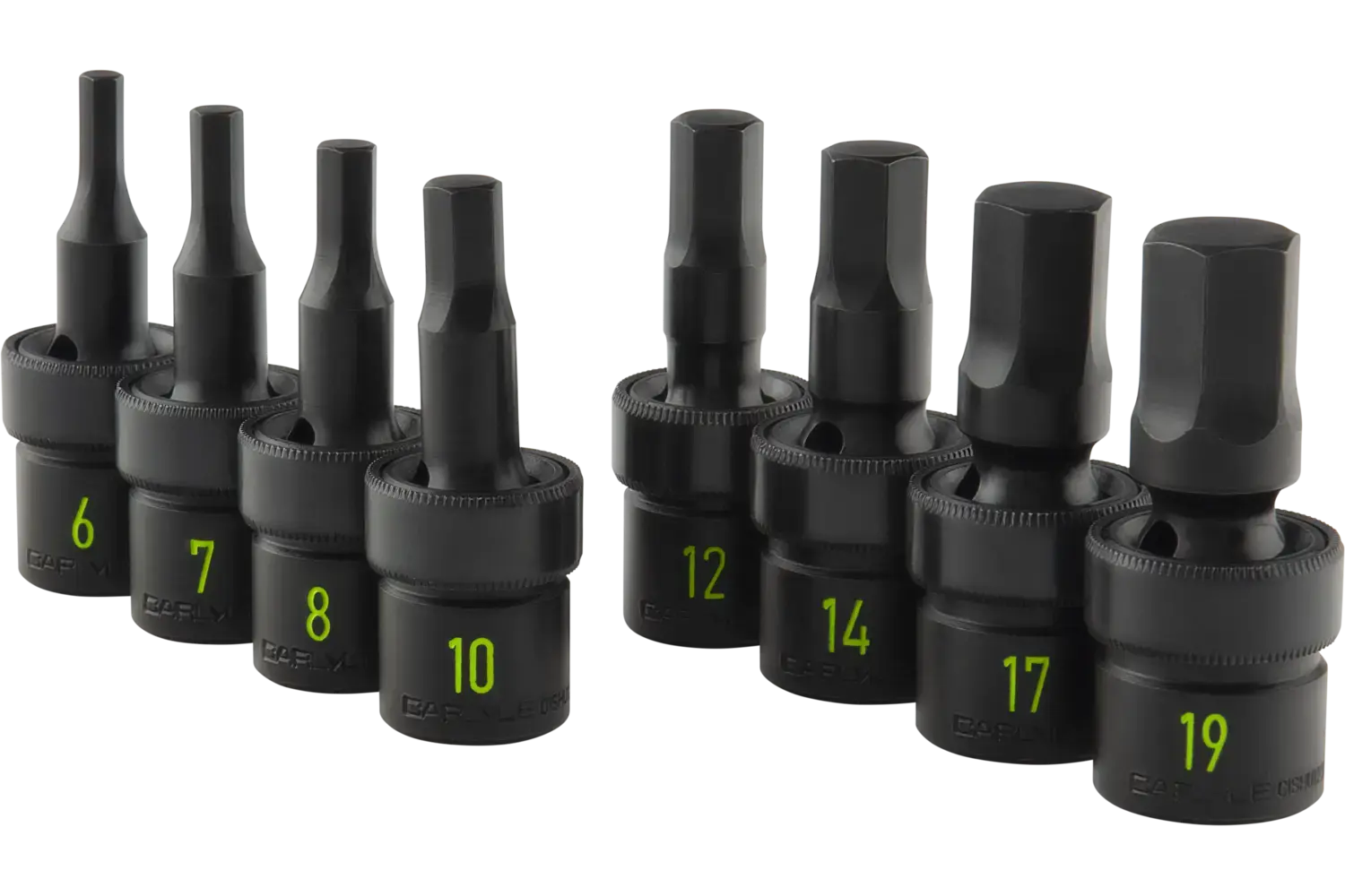 1/2 in. Drive Standard Depth Universal Swivel Hex Bit Impact Socket Sets - Metric