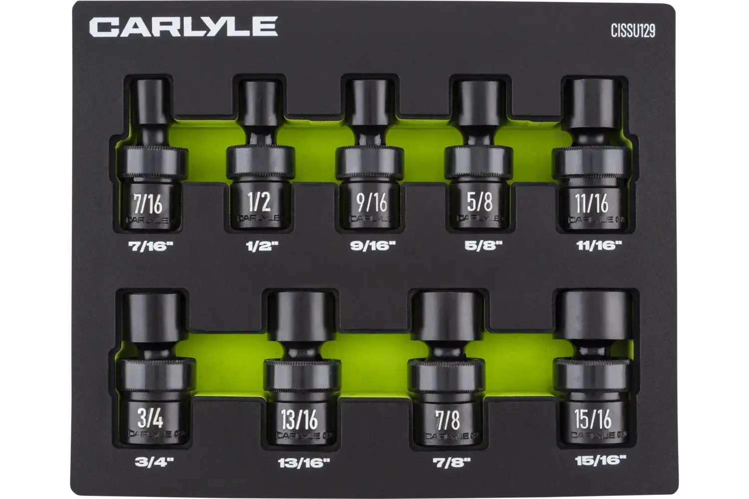 1/2 in. Drive Standard Depth Universal Swivel Impact Socket Sets - SAE