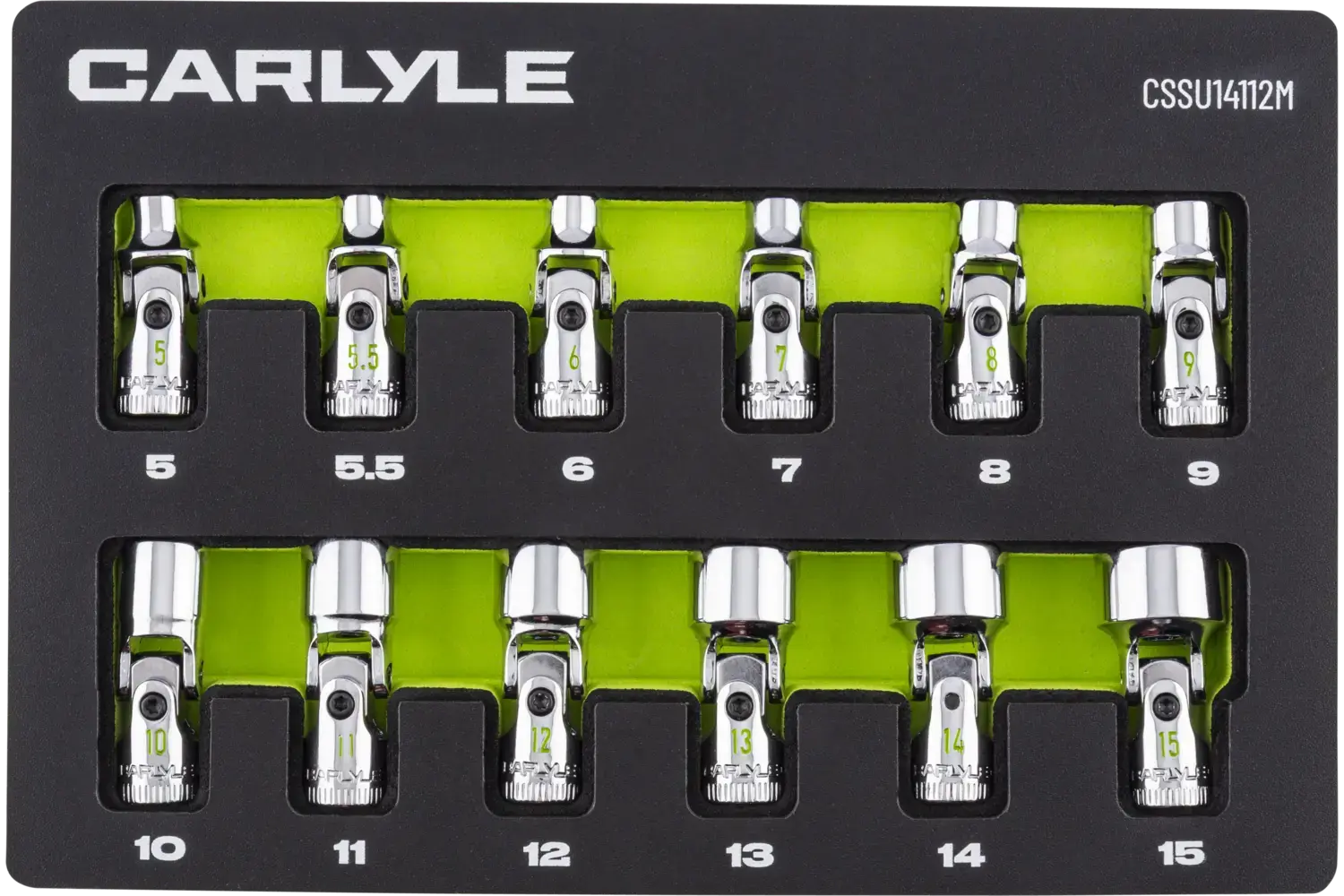 1/4 in. Drive Standard Depth Universal Joint Chrome Socket Sets - Metric