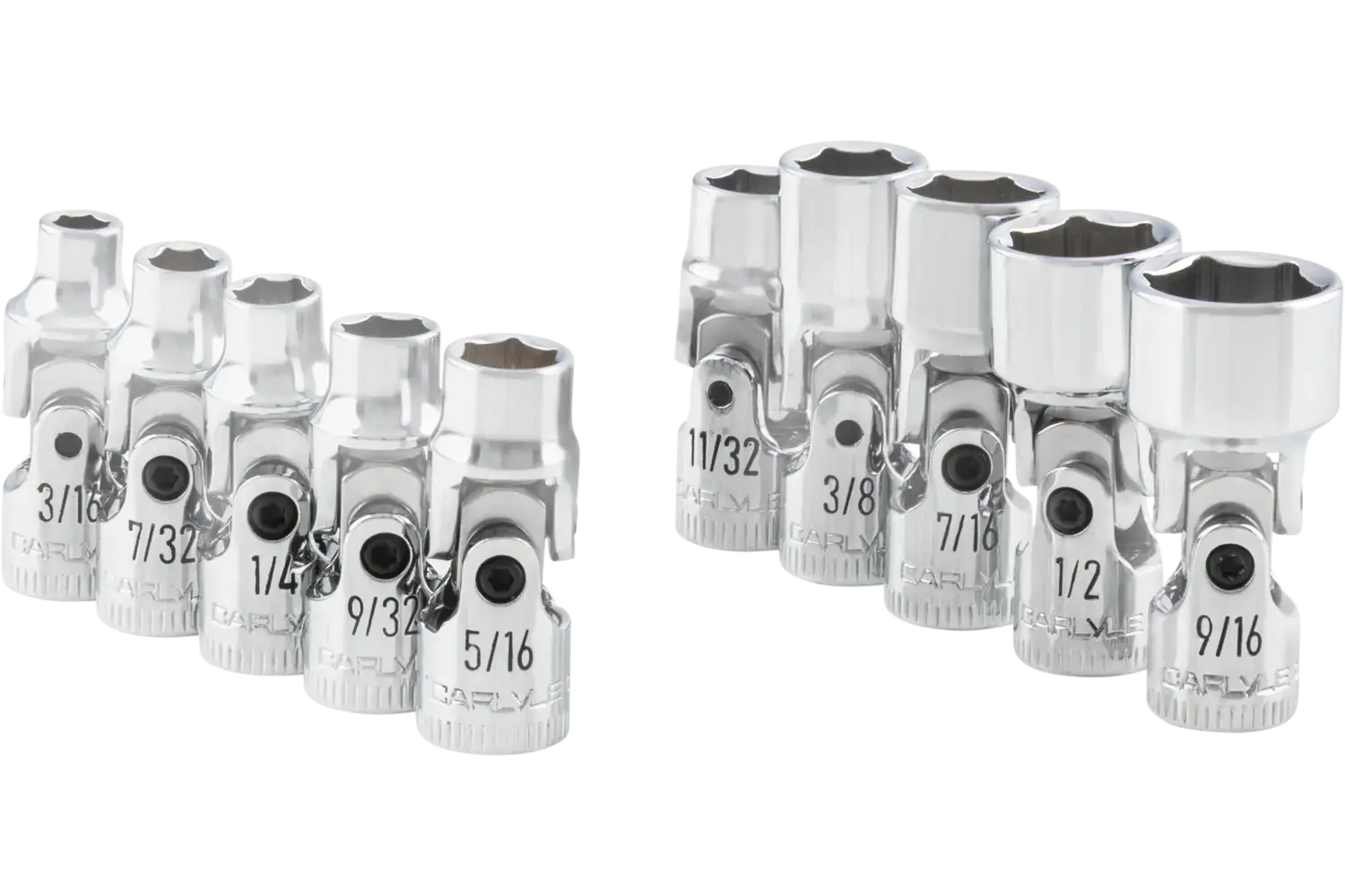 1/4 in. Drive Standard Depth Universal Joint Chrome Socket Sets - SAE