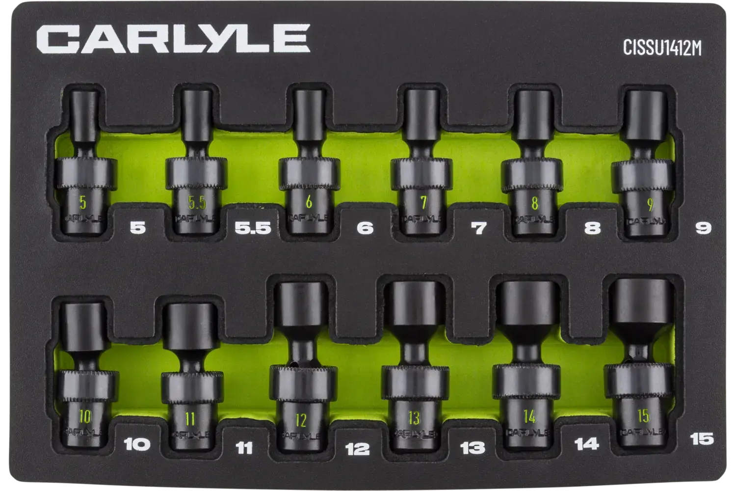 1/4 in. Drive Standard Depth Universal Swivel Impact Socket Sets - Metric