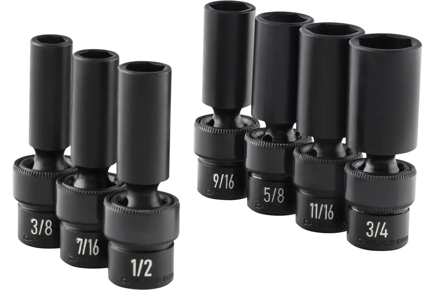 3/8 in. Drive Deep Universal Swivel Impact Socket Sets - SAE