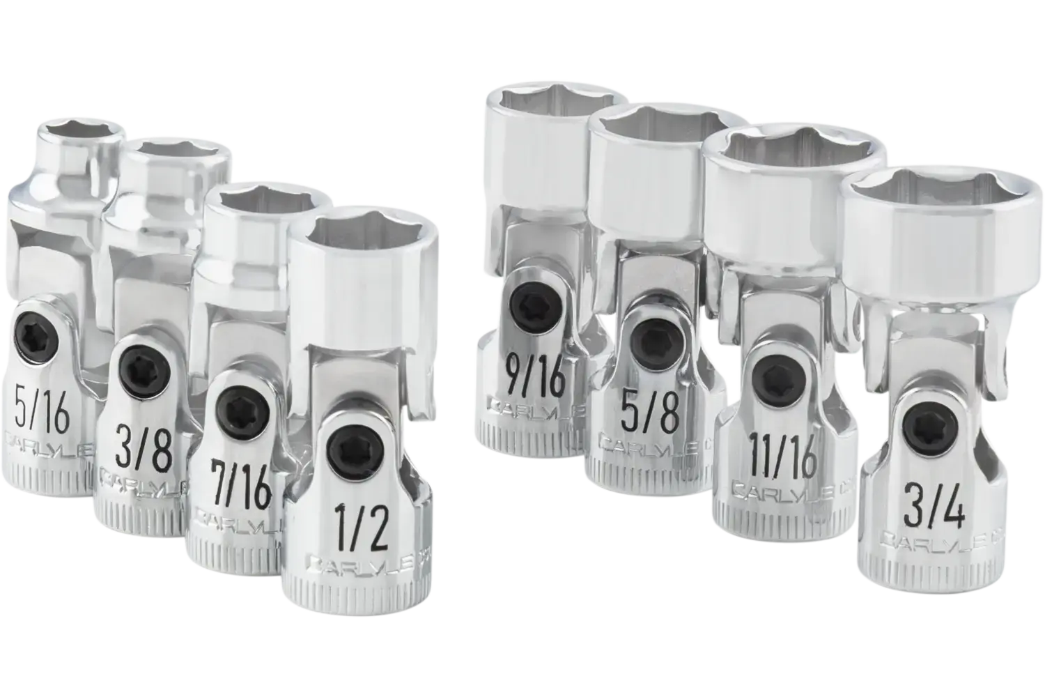 3/8 in. Drive Flex Joint Mixed Depth Chrome Socket Sets - SAE