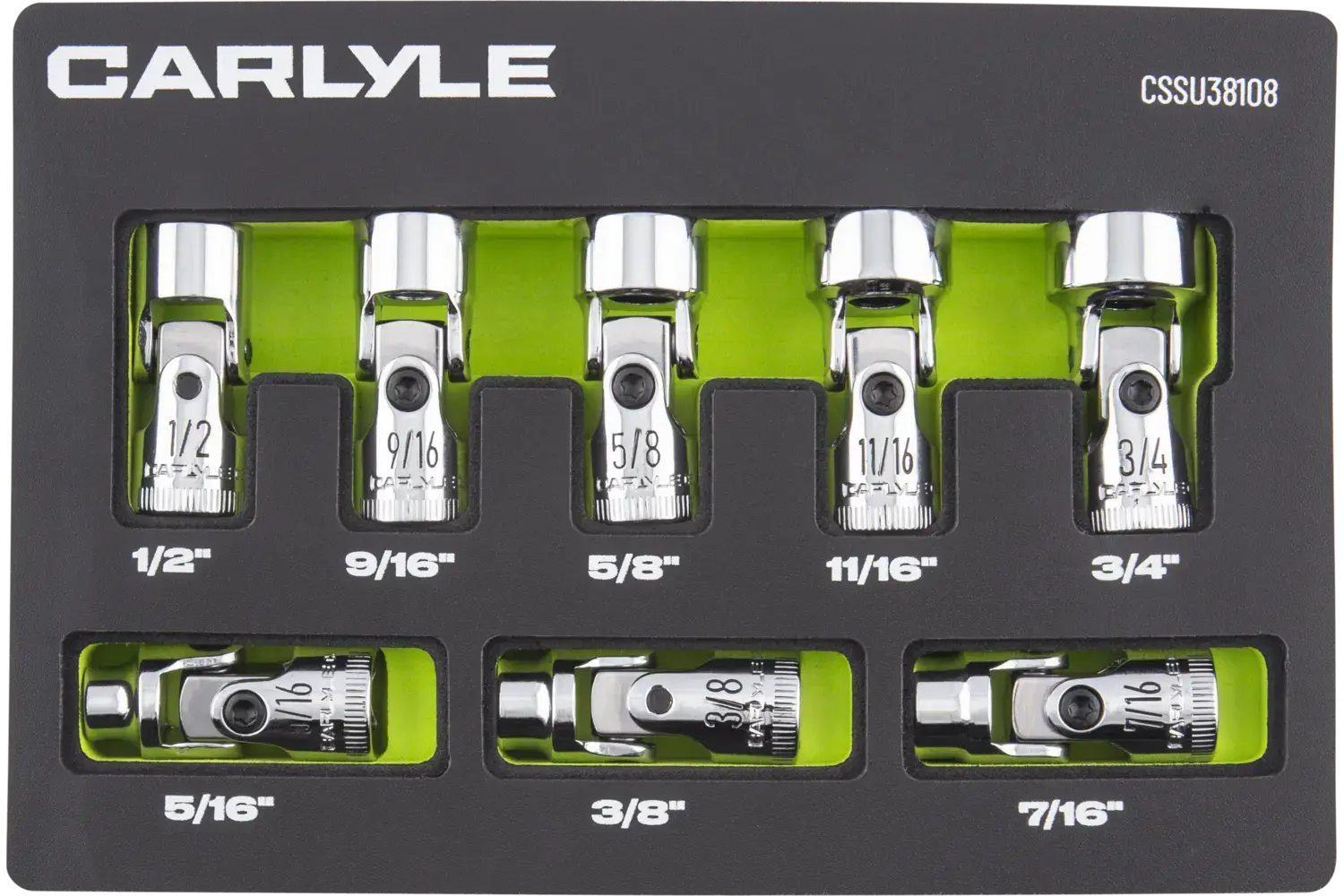 3/8 in. Drive Flex Joint Mixed Depth Chrome Socket Sets - SAE