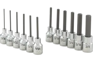 3/8 in. Drive Hex Bit Chrome Socket Sets - SAE