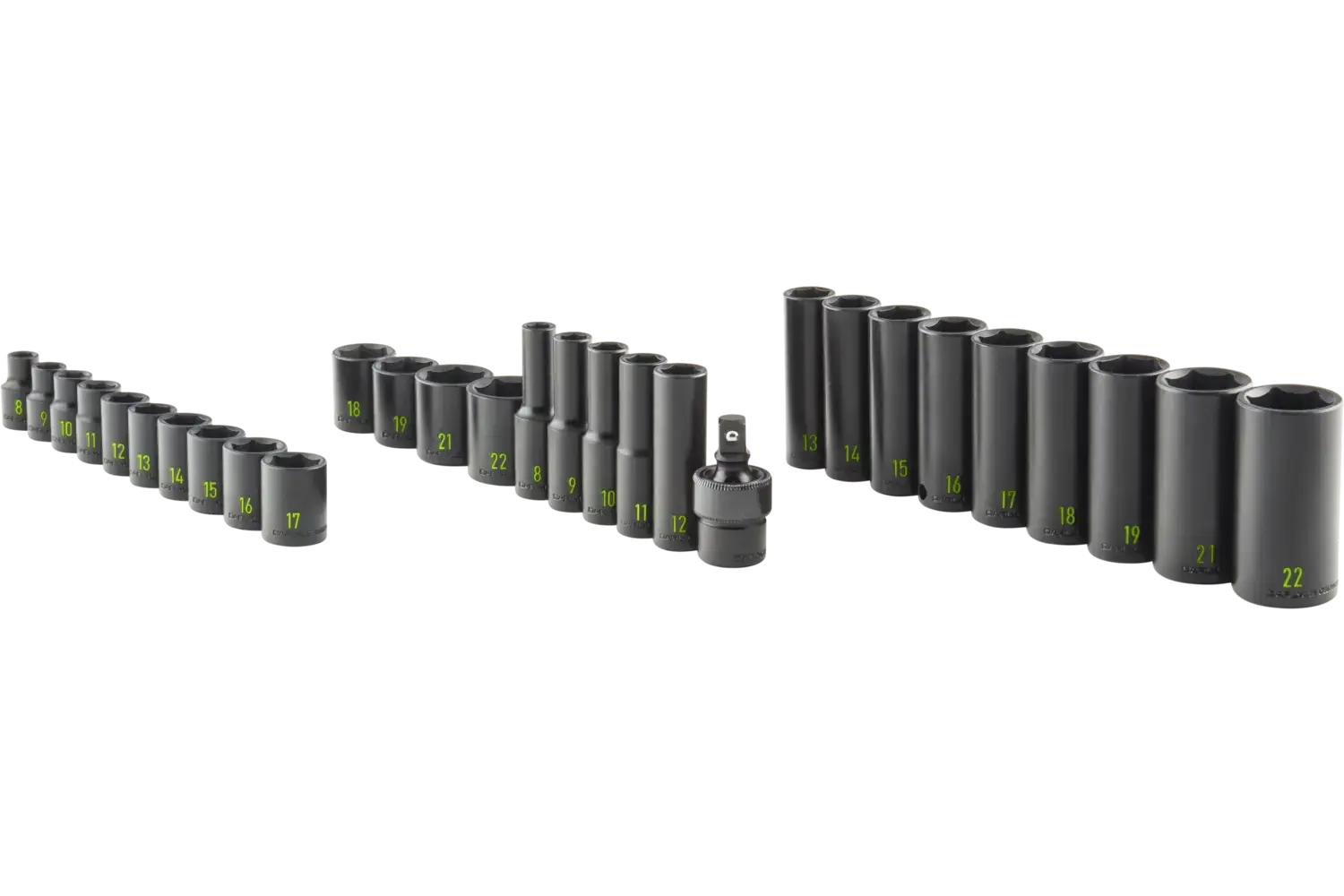 3/8 in. Drive Mixed Depth Impact Socket Sets - Metric