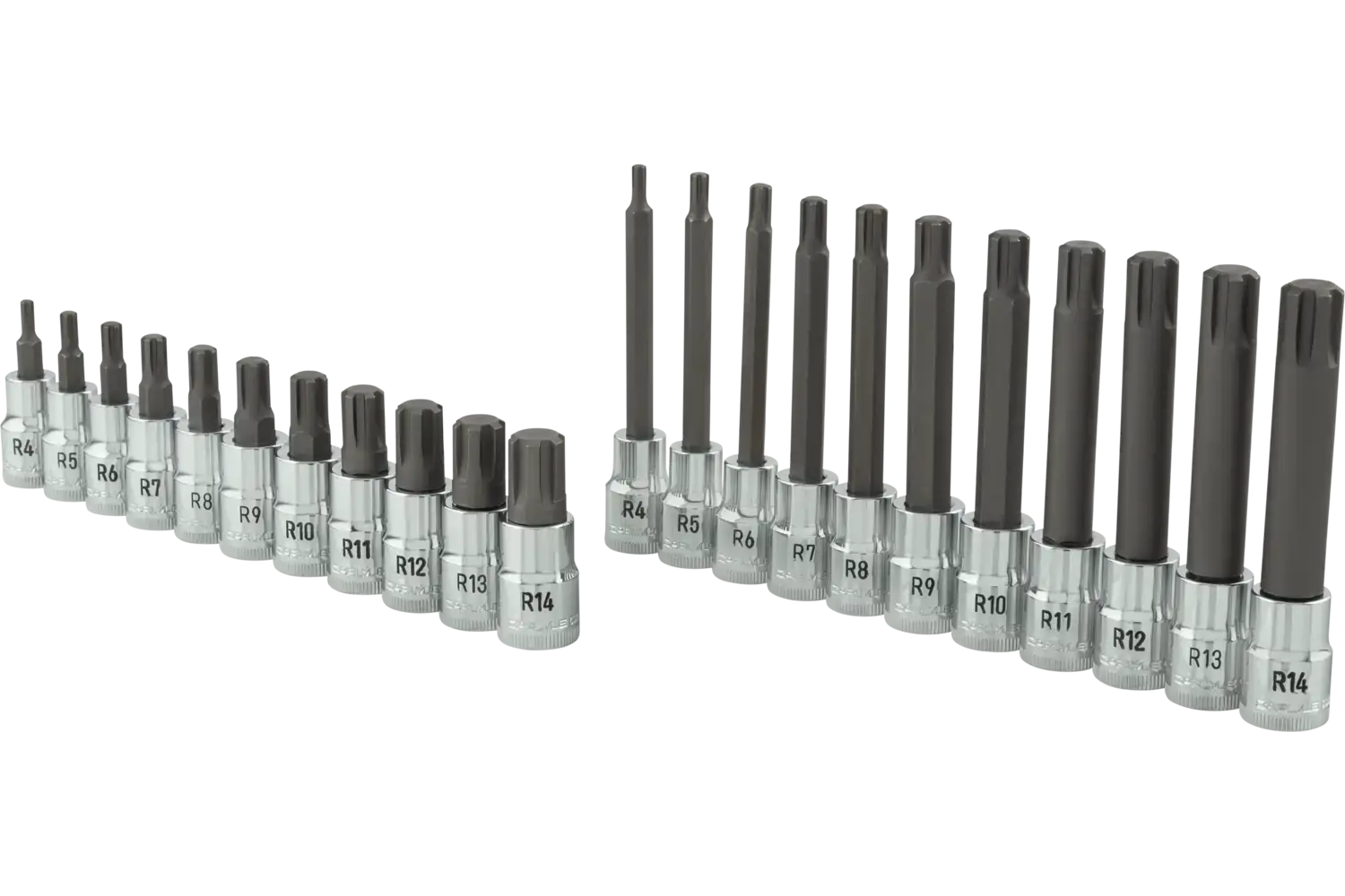 12-Piece Multi-Drive Long Triple Square Bit Chrome Socket Set