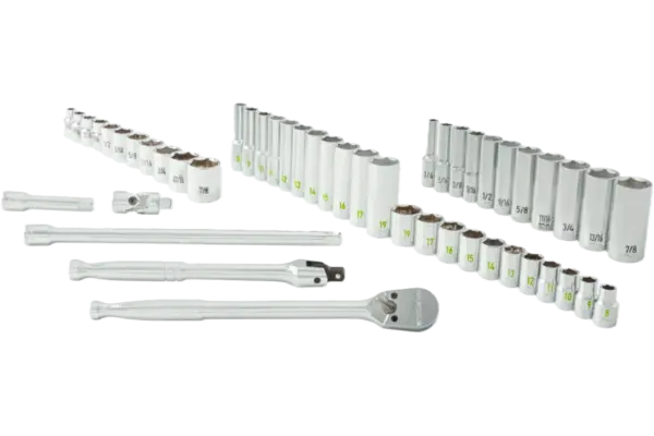 3/8 in. Drive Mixed Depths Chrome Socket and Ratchet Sets - SAE & Metric