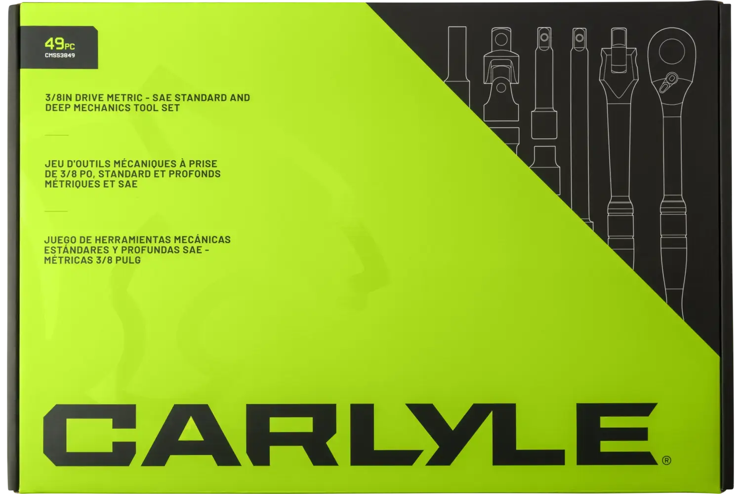 3/8 in. Drive Mixed Depths Chrome Socket and Ratchet Sets - SAE & Metric