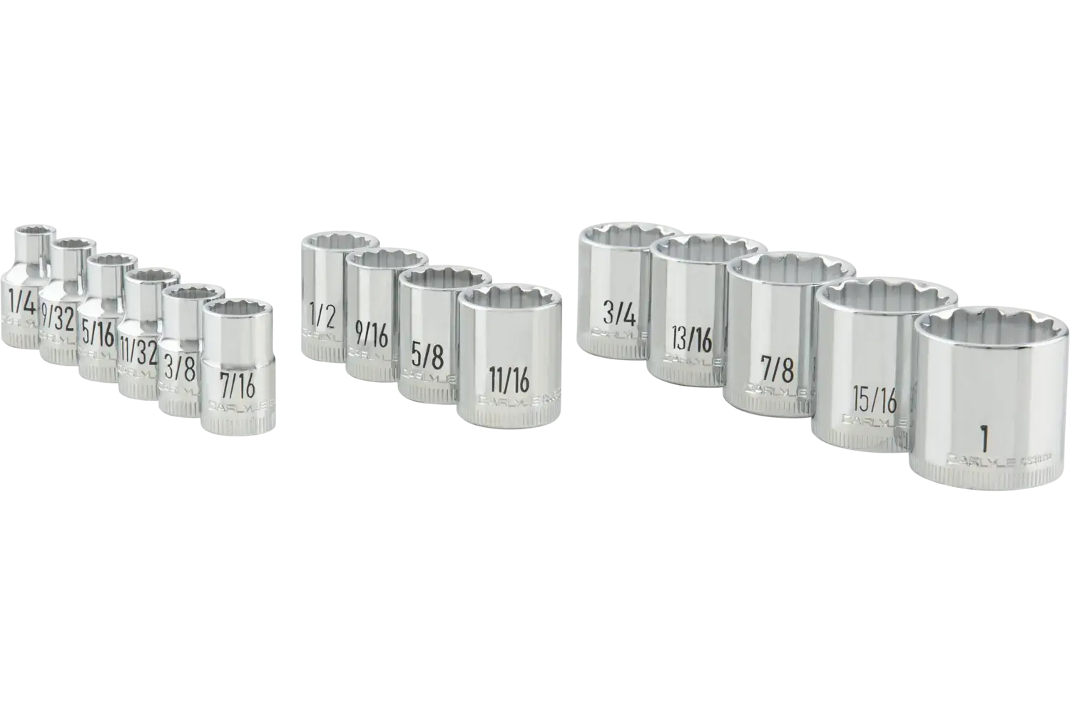 3/8 in. Drive Standard Depth Chrome Socket Sets - SAE