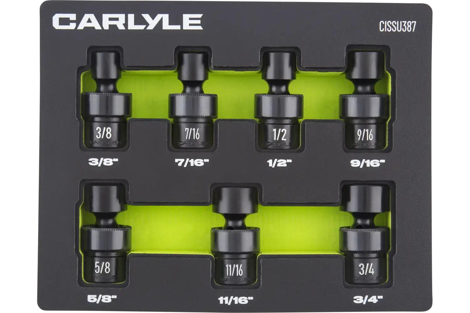 3/8 in. Drive Standard Depth Impact Universal Swivel Socket Sets - SAE