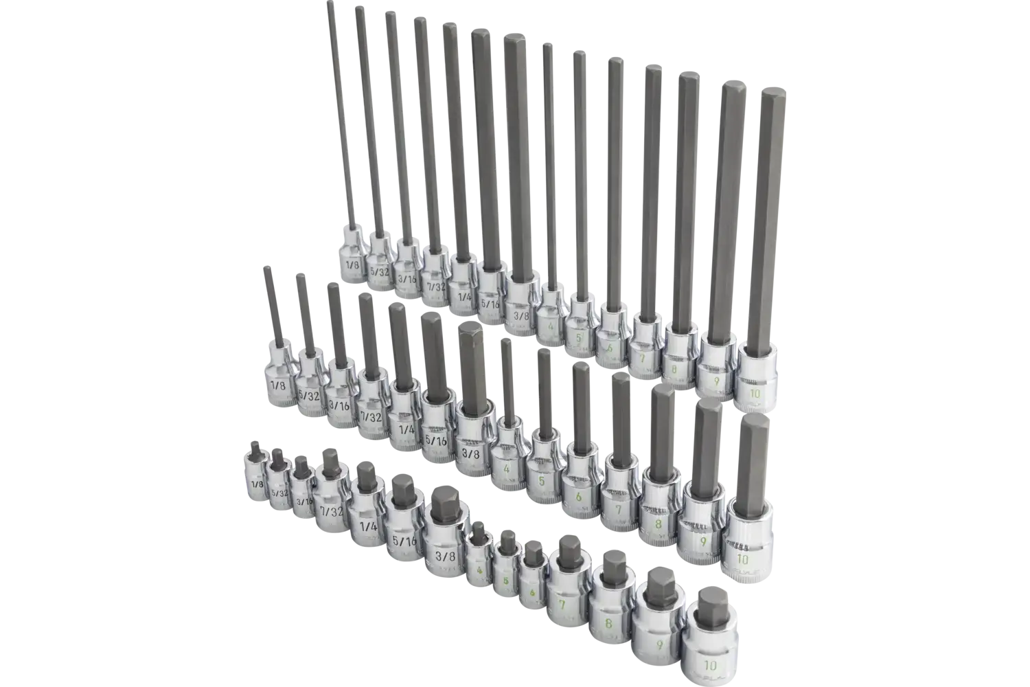 Multi-Drive Mixed Depth Master Hex Bit Chrome Socket Sets - SAE & Metric