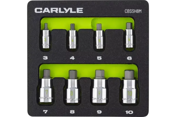 Multi-Drive Stubby Hex Bit Chrome Socket Sets - Metric