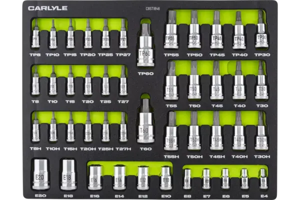 Multi-Drive Standard Depth Torx/Star & Star Plus Bit Chrome Socket Sets - SAE & Metric
