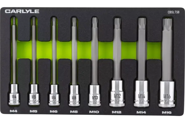 Multi-Drive Long Triple Square Bit Chrome Socket Sets - Metric